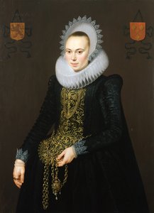 Porträtt av Justina van Teylingen, 1616 (se 307901 för par)